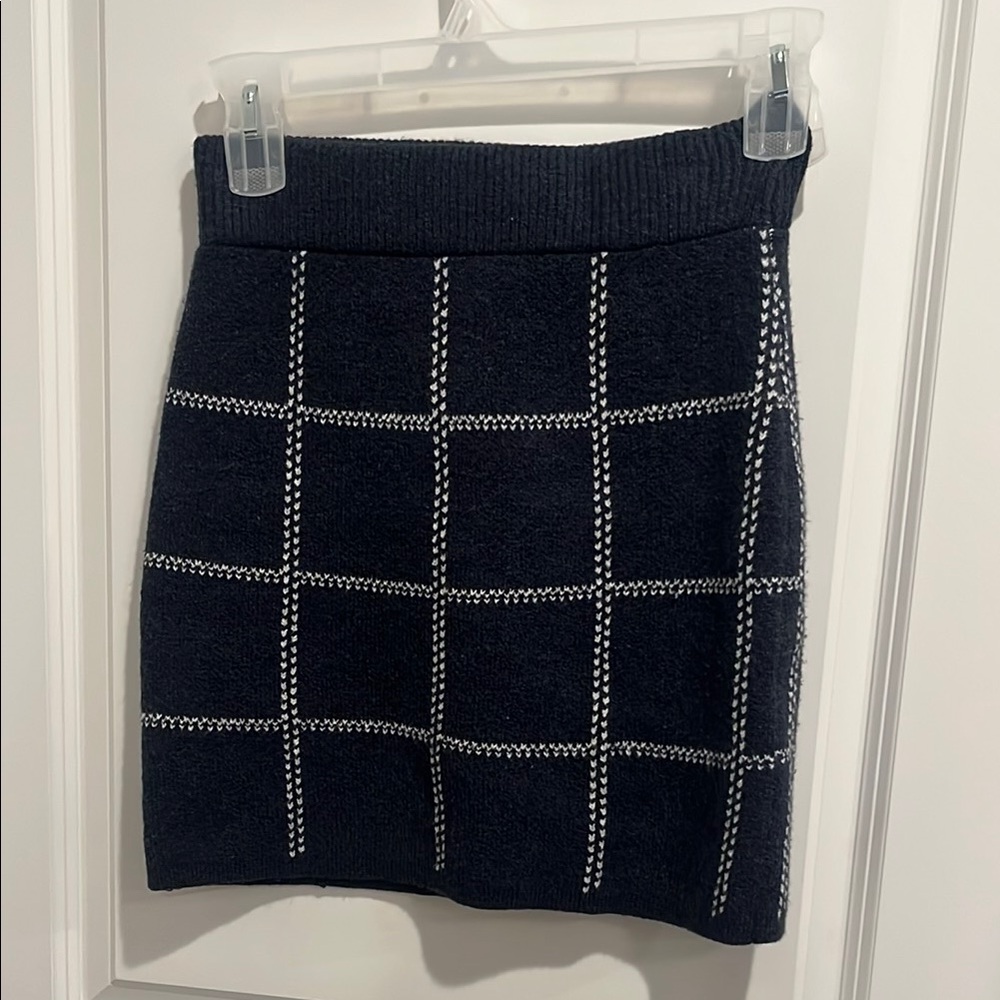 A New Day Blue and White Embellished Mini Pencil Skirt